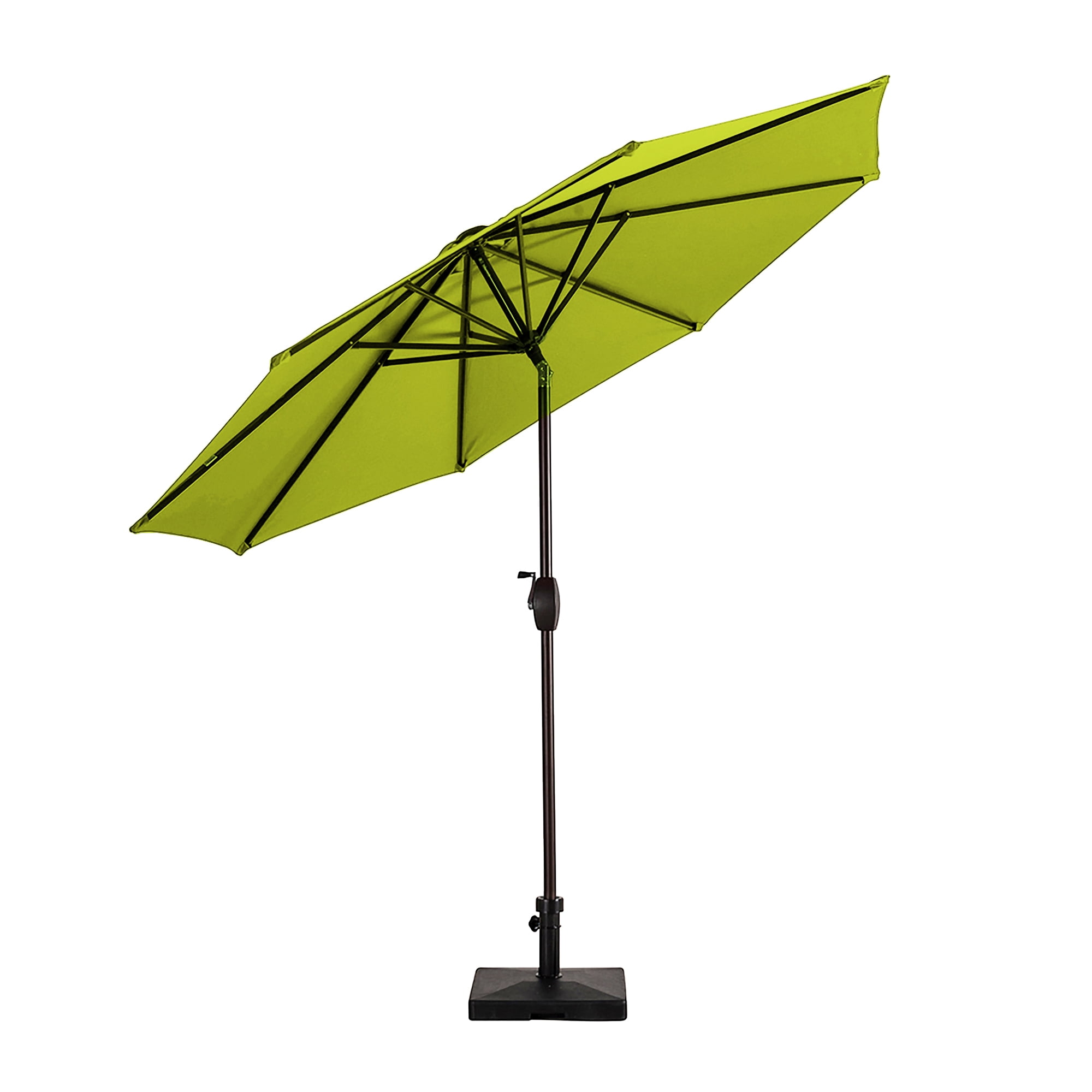 9 ft Patio Solar LED Market Umbrella with Square Concrete Base, Lime Green