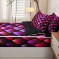 thumbnail image 5 of Homewish Watercolor Dragon Scale Zipper Queen Comforter Set with Fitted Sheet and 2 Pillowcases,Rustic Animal Zipper Bedding Set,Red Purple,Black Reversible,4pcs, 5 of 8