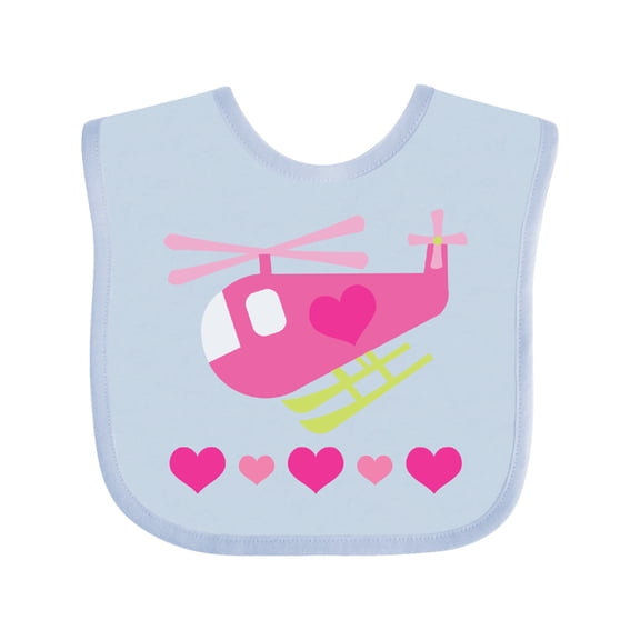 Inktastic Valentine Pink Heart Helicopter Boys or Girls Baby Bib
