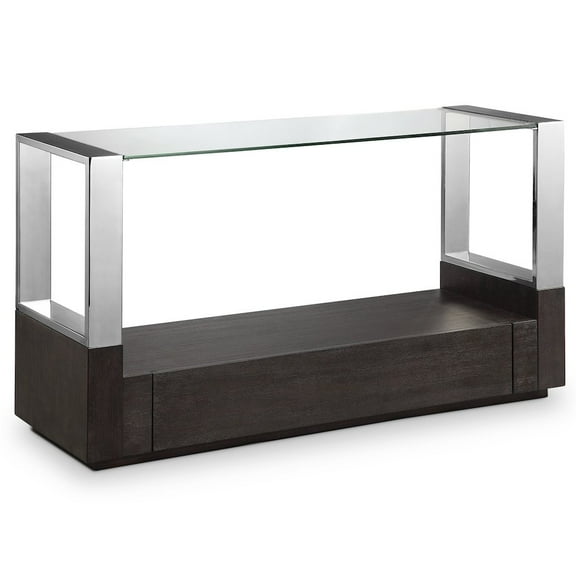 Magnussen Revere Contemporary Graphite Glass Top Entryway Table with Storage