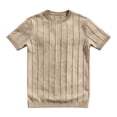 thumbnail image 2 of Men's T-Shirts Short Sleeve Crewneck Knit Shirts Summer Ribbed Textured Tee Shirts Beige XL, 2 of 4