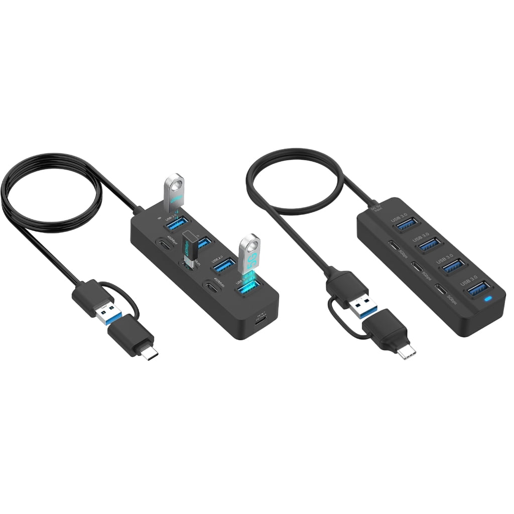Double Input USB A USB C 7 Port Expansion Hubs Supporting Fast 5Gbps Data Transfer Plugs and Play for Various Devices