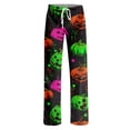 thumbnail image 4 of Halloween Pajama Pants for Women, Neon Splatter Pumpkin & Spiderweb Print Wide Leg Lounge Bottoms with Drawstring Waist, Soft Breathable Sleep Trousers, 1 Pair Earthy Yellow XXXL, 4 of 5