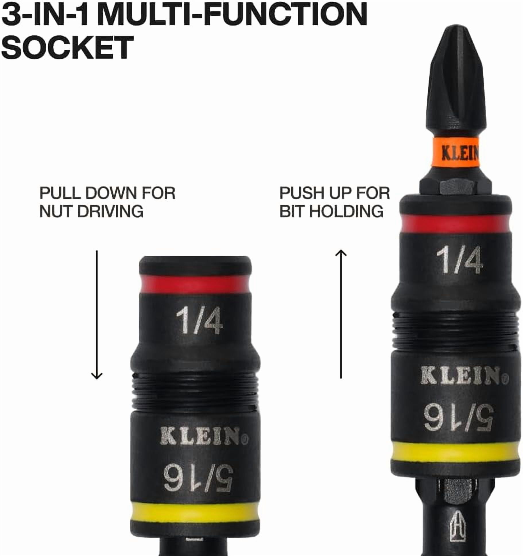 Klein Tools 32304 , 14-in-1 Adjustable with Flip Socket, HVAC Nut Drivers and Bits, Impact Rated