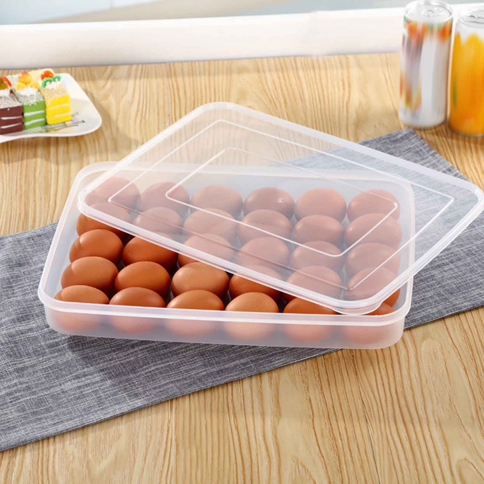 4 Pack Egg Containers with Lid, Plastic Egg Storage Container Stackable Deviled Egg Carrier for 120 Eggs, Egg Organizer for Protect and Keep Fresh 13.6x10.2x2.2 Inch