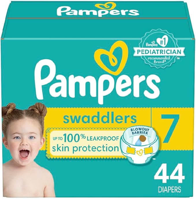 Pampers Swaddlers Diapers - Size 7, 44 Count, Ultra Soft Disposable Baby Diapers