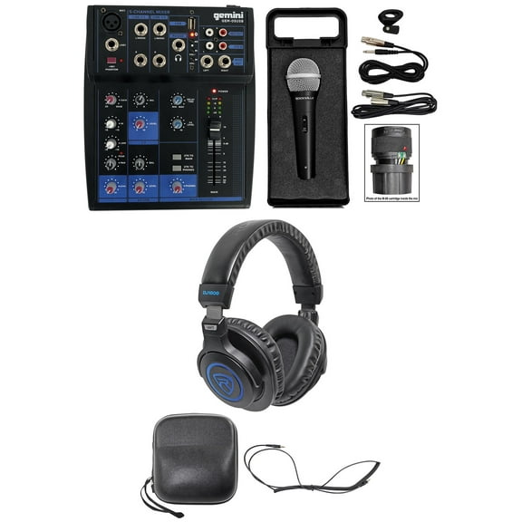 Gemini GEM-05USB 5-Ch. Bluetooth Mixer USB/5 Ins/2 Bus/2 Band EQ Mic Headphones