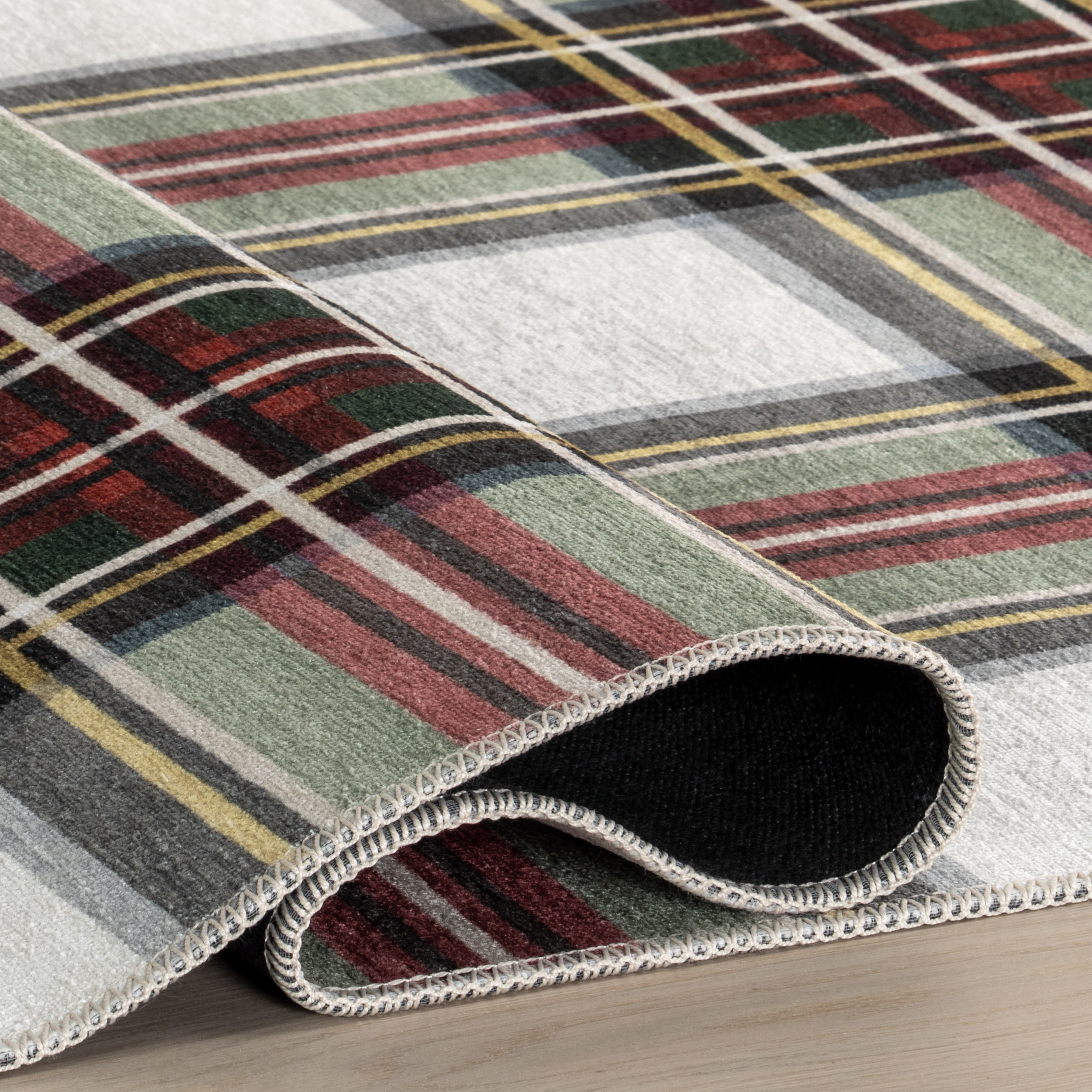 nuLOOM Analisse Stewart Plaid Machine Washable Area Rug, 4' x 6', Red