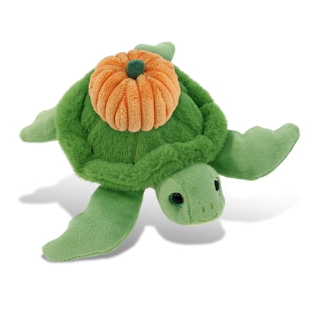 DolliBu Super Soft Green Sea Turtle Stuffed Animal with Pumpkin Decor - Pumpkin Plush Animal for Fall Halloween and Thanksgiving Pumpkin Toy for Baby Kids Adults - 6.5 Inches