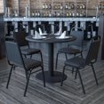 thumbnail image 3 of 36'' Round Black Laminate Table Set with X-Base and 4 Black Trapezoidal Back Banquet Chairs, 3 of 4