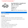 thumbnail image 2 of Rear Brake Pad Set - Compatible with 2008 - 2017 Buick Enclave 2009 2010 2011 2012 2013 2014 2015 2016, 2 of 2