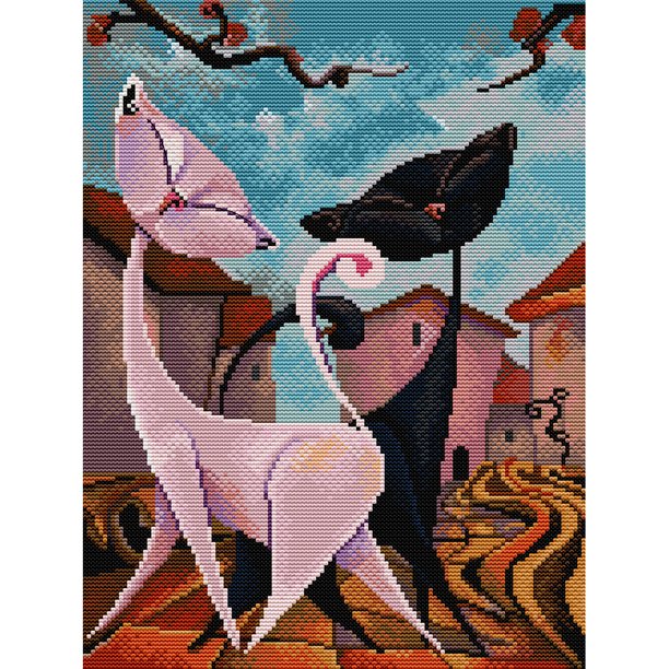 Hilo de bordar Eco-algodón completo 14CT Impreso Gato Punto de cruz Craft Kit Craft Hugtrwg Para estrenar