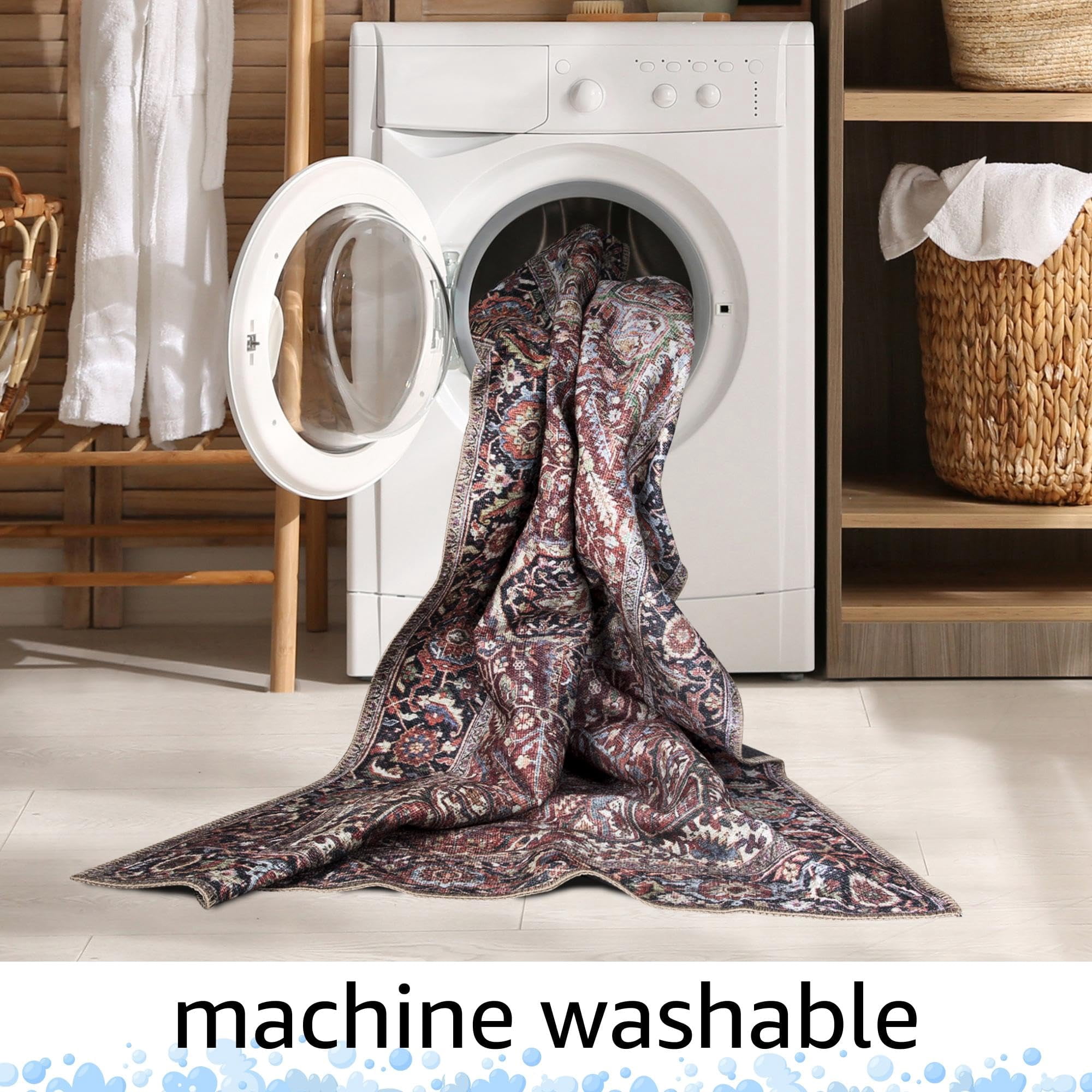Keen Home Design Machine Washable Area Rugs with Non-slip Backing, Ideal for Hallway, Living Room, Bedroom, Kitchen and Laundry Room, Vintage Moroccan and Low Pile Rug - ( 6' x 9' )