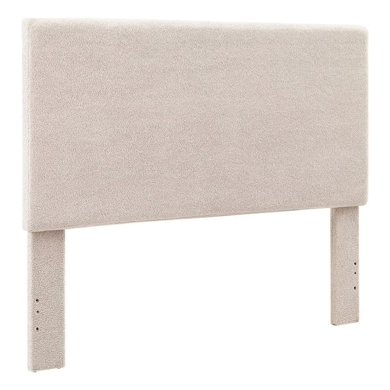 Linon Tristan Full Queen Sherpa Upholstered Rectangle Headboard in Off