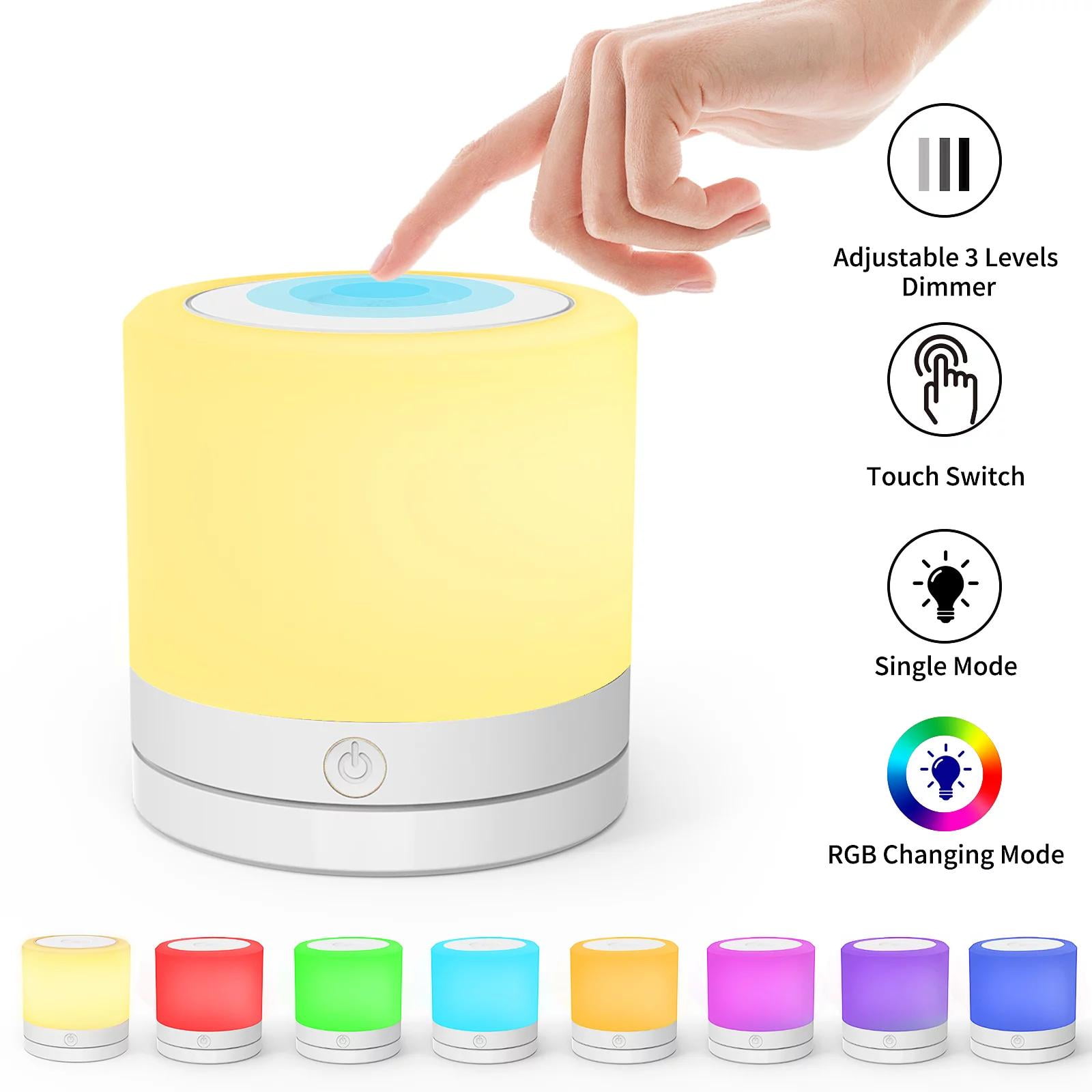 Night Light Lamp, 8 Color Changing Lamps LED, Portable Touch Lamps for Kids Room Bedroom Bathroom Camp Bedside Table Indoor Outdoor
