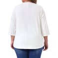 thumbnail image 4 of DARING DIVA Women's Plus 3/4 Sleeve Crochet Lace Detail Blouse Tunic Shirt 2X White, 4 of 7