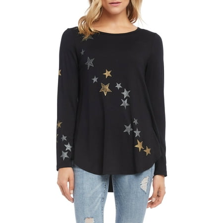 Karen Kane Women's Star Print Tee Black Size Large