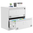 thumbnail image 3 of Lateral File Cabinet with Lock, 2 Drawer Metal File Cabinets for Home Office Hanging Letter/Legal/F4/A4, Metal Horizontal File Cabinet with Card Slot for Easy Organization(White), 3 of 4
