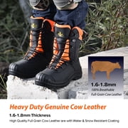 SAFETOE Class 1 Ultra Cow Leather Chainsaw Work Boots - Protective Grade 1 Steel Toe Cap Safety Shoes Kevlar Plate Safety Boots For Men with Slip-Resistant Soles