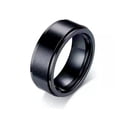 thumbnail image 4 of GKNET Anti-anxiety Spinner Fidget Rotating Rings Men Women Band Stainless Steel Rings-black and white-9, 4 of 9