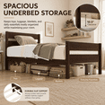 thumbnail image 2 of Miniyam Twin Bed Frame, Solid Rubber Wood Platform Bed with Headboard and Footboard, Espresso, 2 of 7