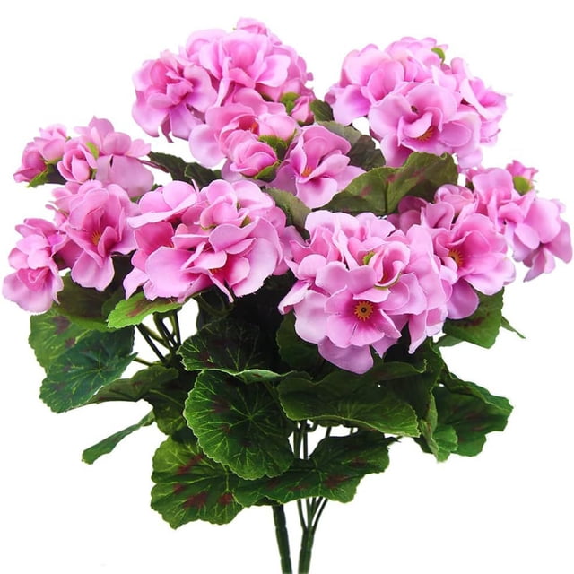 2 cestas colgantes de flores artificiales de geranio de seda para decoración de porche | Plantas de geranio artificial de plástico realistas | Decoración para interiores y exteriores, hogar, jardín,