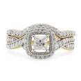 thumbnail image 2 of AFFY 14K Solid Yellow Gold Princess & Round Lab Created Moissanite Diamond Halo Bridal Set Ring-8.5, 2 of 8