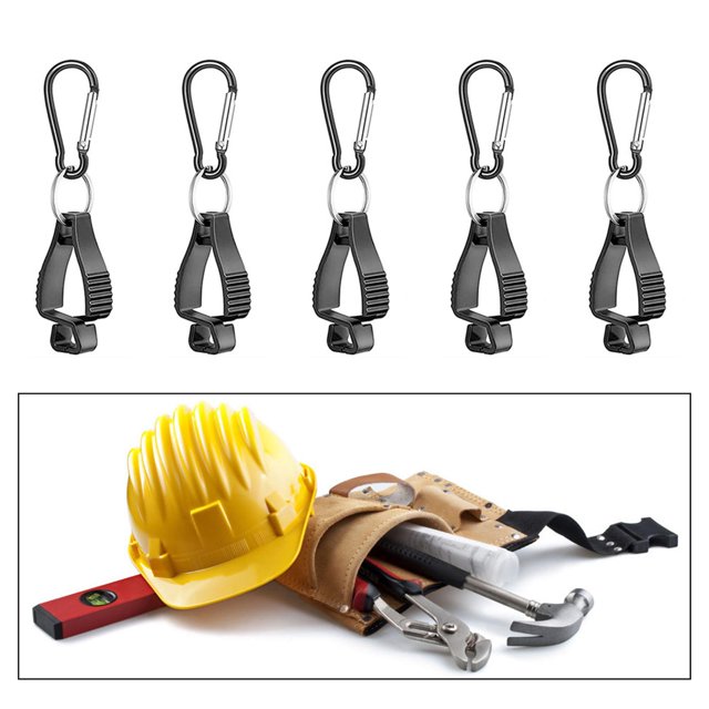 5 piezas de de clip para guante perchero de plástico negro para seguridad en el trabajo, de cinturón para guantes de sujeción Macarena Clip de agarre