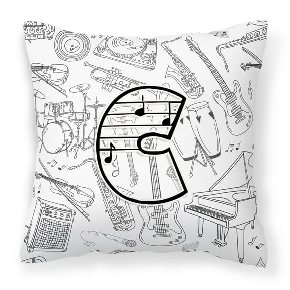 Monogram Letter Musical Note Fabric Decorative Pillow