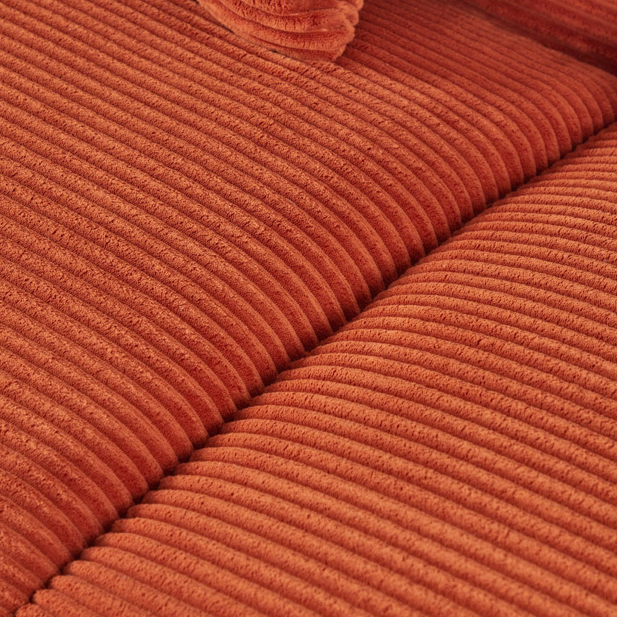 Comfy Futon Sofa Corduroy Loveseat Couch with Pillow Cushion, Modern Sleeper Sofa Couch with Solid Leg for Living Room,Bedroom, Orange