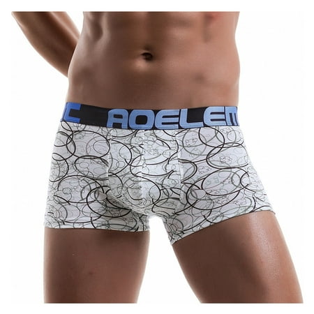 

Qcmgmg Mens Printed Stretch Underwear Moisture-Wicking Boxer Briefs L