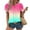 Hot Pink, variant on Munlar Women Tops Spring 2025 Black Shirts Loose Short Sleeve V-Neck Gradient Color Blouses L