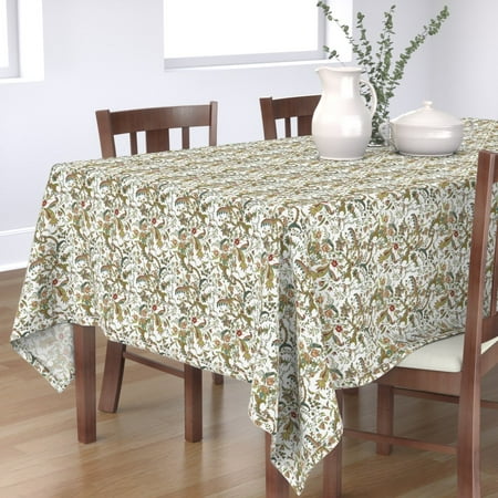 

Cotton Sateen Tablecloth 70 x 120 - Elegant Floral Flowers Damask Ornate Botanical Leaf Victorian Antique Edwardian Print Custom Table Linens by Spoonflower