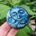 thumbnail image 5 of MATROOY 2" Natural Labradorite Sun Moon Carved Quartz Crystal Skull Healing Palmstone, 5 of 8