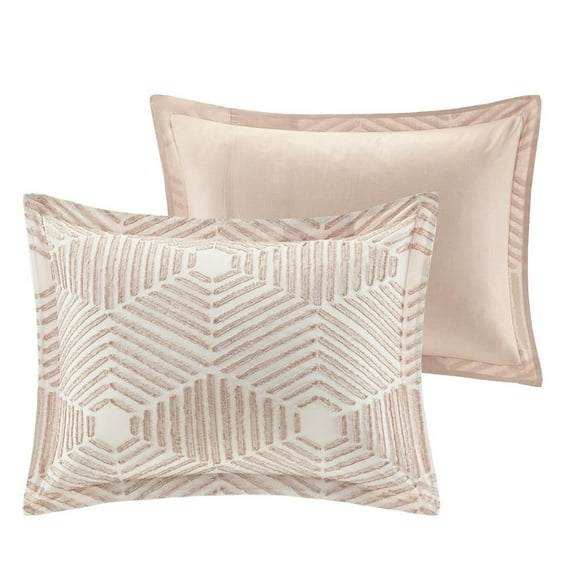 Blush Geometric Clipped Jacquard Comforter Set, Belen Kox
