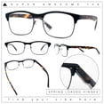 thumbnail image 2 of Classic Half Rim Contemporary Fashion Rectangle Powered Reading Glasses Black Tortoise +1.5, 2 of 7