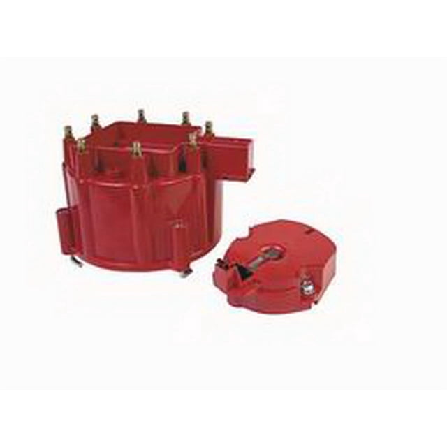MSD Ignition Distributor Cap and Rotor Kit 8416 For Use With GM V8 HEI With Internal Coil; Bolt Down; HEI Style Posts; Red