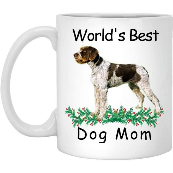 Funny Saying Gift For Pet Lovers German Wirehaired Pointer Reddish-Brown White Worlds Best Dog Mom Mug White 11oz Christmas 2022 Gifts