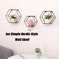 thumbnail image 3 of Soporte flotante hexagonal montado en la pared, juego de tres piezas negras, soporte de pared metálica moderno, 3 of 5
