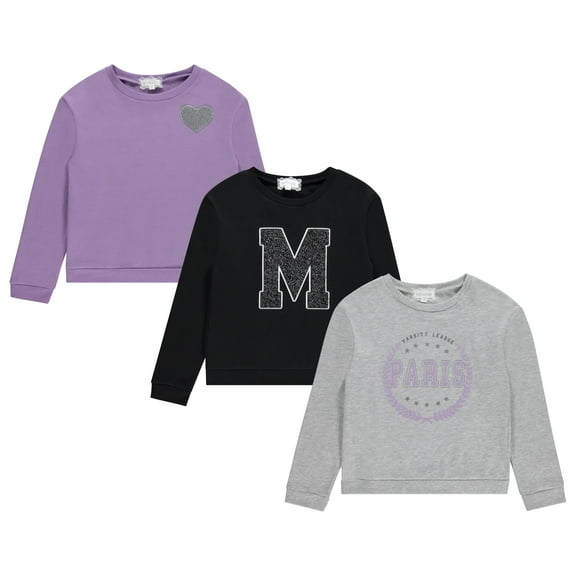 BTween Girls 3-Pack CVC Fleece Pullover Tops, Soft, Cozy, and Stylish Sweatshirts - Orchd, Size 12
