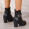 thumbnail image 4 of NECHOLOGY Botas Mujer Zapatos Botines mujer Botas de otoño e invierno, tacón grande, tacón grueso, encaje, correa de encaje, cremallera trasera, suela gruesa, zapatos de mujer con (Black, 9), 4 of 7