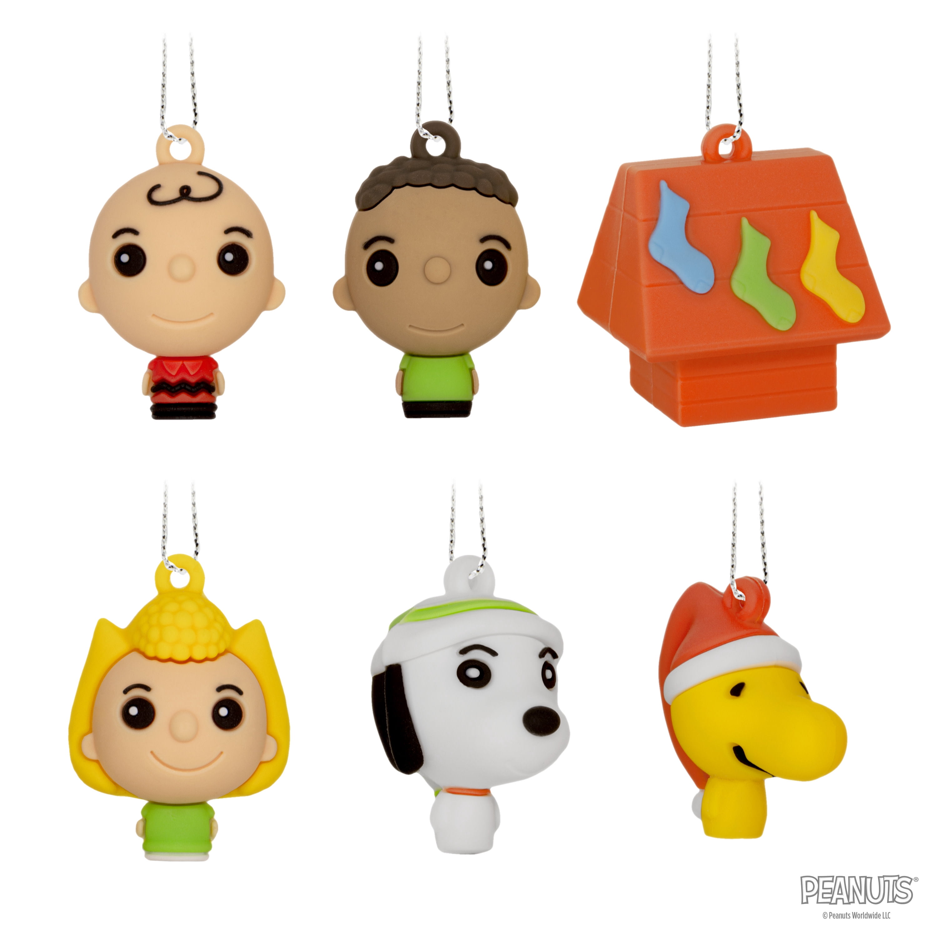 Hallmark Mini Christmas Ornaments (Peanuts, Shatterprf), Set of 6, 1 Count