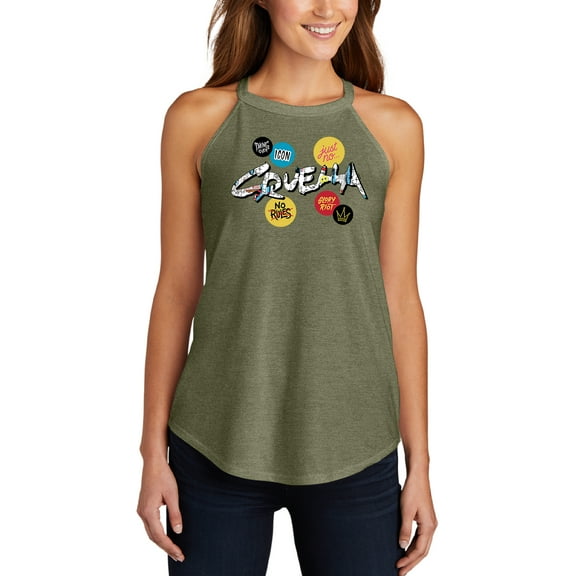 Cruella Pattern Fill - Juniors High Neck Tank Top