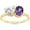 Yellow, variant on 925 Sterling Silver 14K White Gold Plating Oval Shape Amethyst & Heart Cut White Diamond Toi Et Moi 2-Stone Engagement Wedding Ring For Women