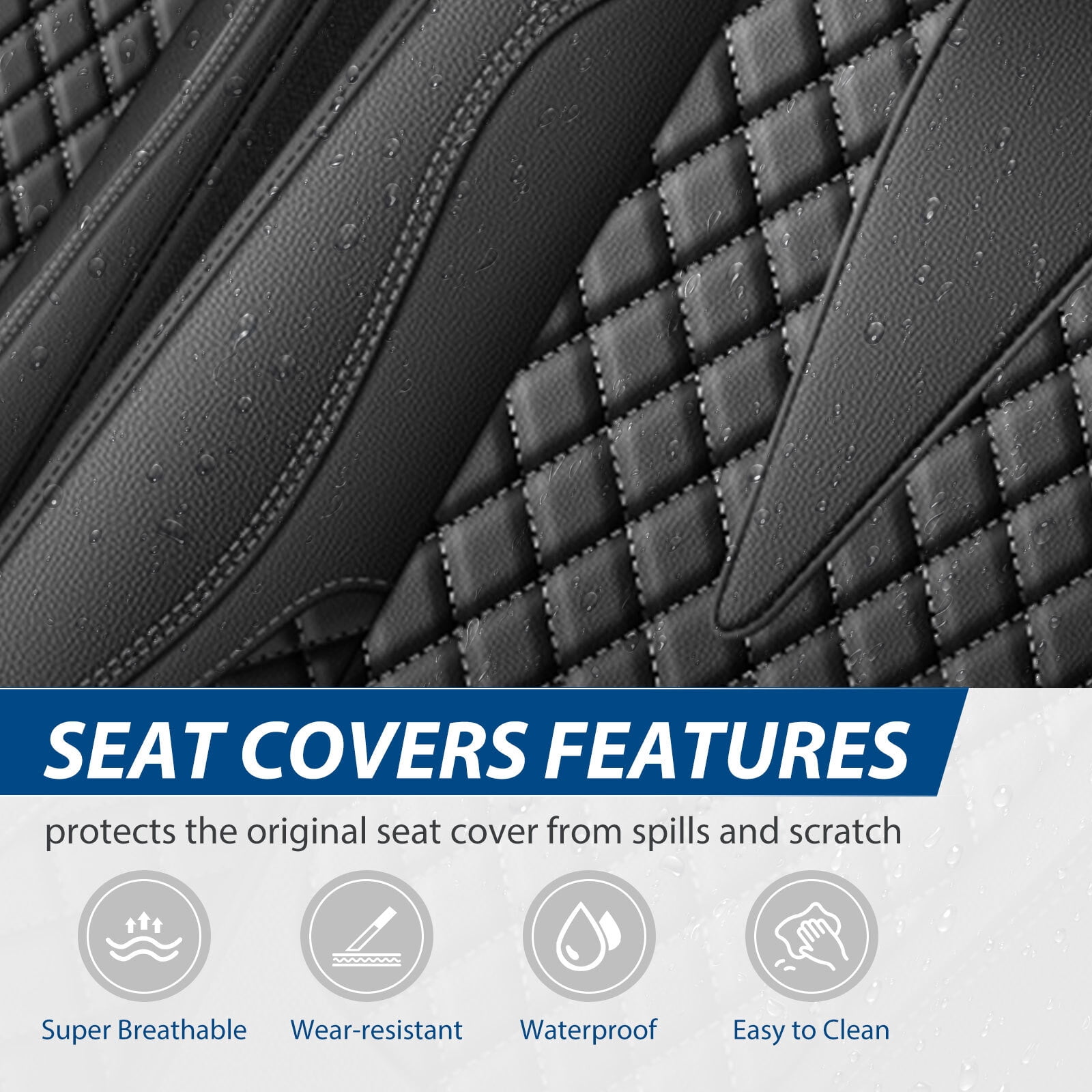 HQBQBUG Car Seat Cover Front Seats Only Fit for Chevrolet/Chevy Camaro 2000-2025 Leather Seat Cover Cushion Compatible Airbag,Automotive Luxury Interior Black,Front Seat