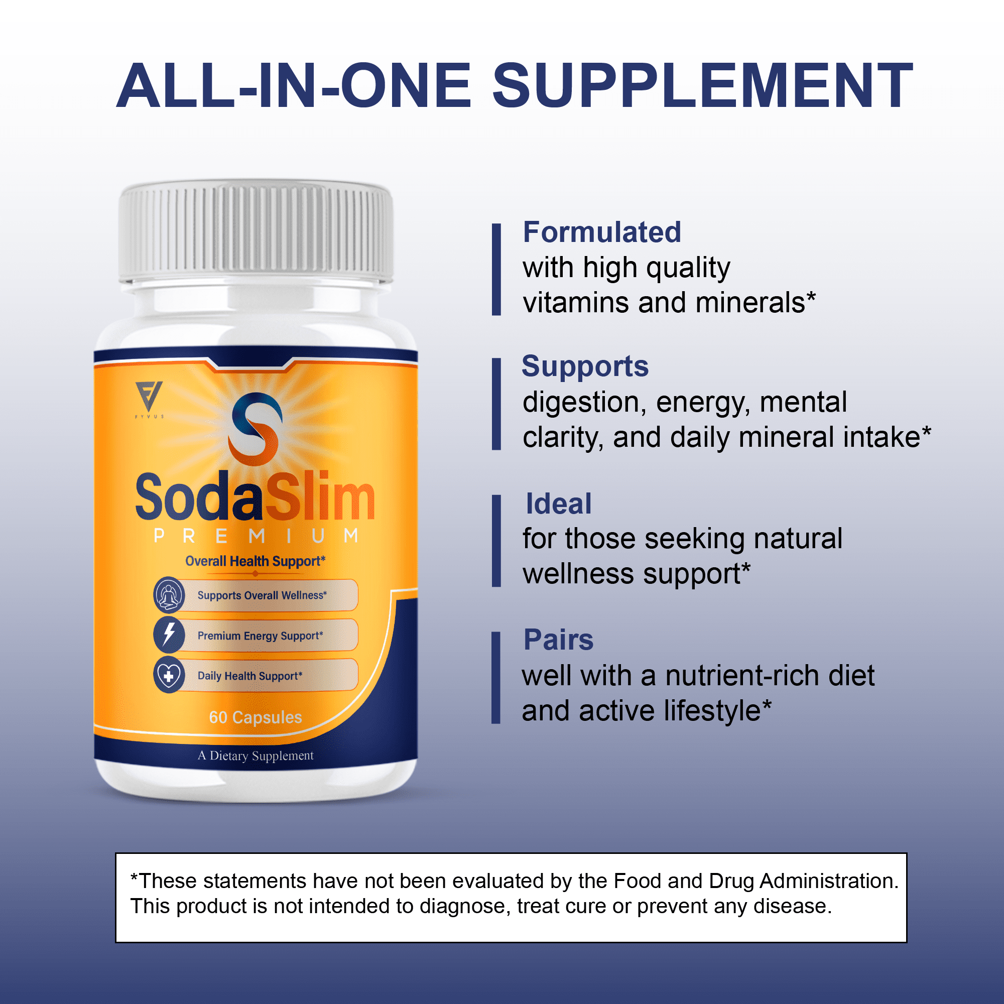 (5 Pack) Soda Slim Premium Supplement, SodaSlim Weight Support (300 Capsules)
