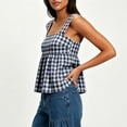 thumbnail image 6 of Feancey Women's Gingham Tank Top Bow Tie Back Casual Peplum Tank Tops Square Neck Sleeveless Babydoll Shirts 2026 Trendy Y2K Clothes Navy XL, 6 of 9
