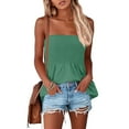 thumbnail image 6 of Prdecexlu Tube Tops for Women Plus Size Strapless Smocked Ruffled Cute Off the Shoulder Tank Tops Sleeveless Holiday Shirts Casual Backless Flare Hem Summer Blouses Mint Green XL, 6 of 7