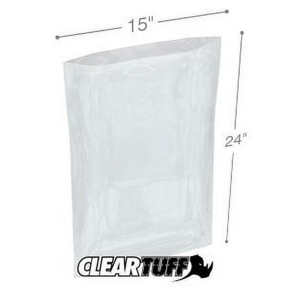 ClearTuff - 15" x 24" 2 Mil Flat Poly Bags - 500/Case
