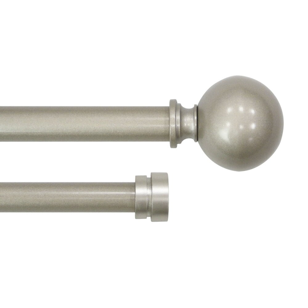 Lumi 3/4" Double Curtain Rod Oil Rubbed Bronze/ Silver- Ball finials 42" x 120" - Silver